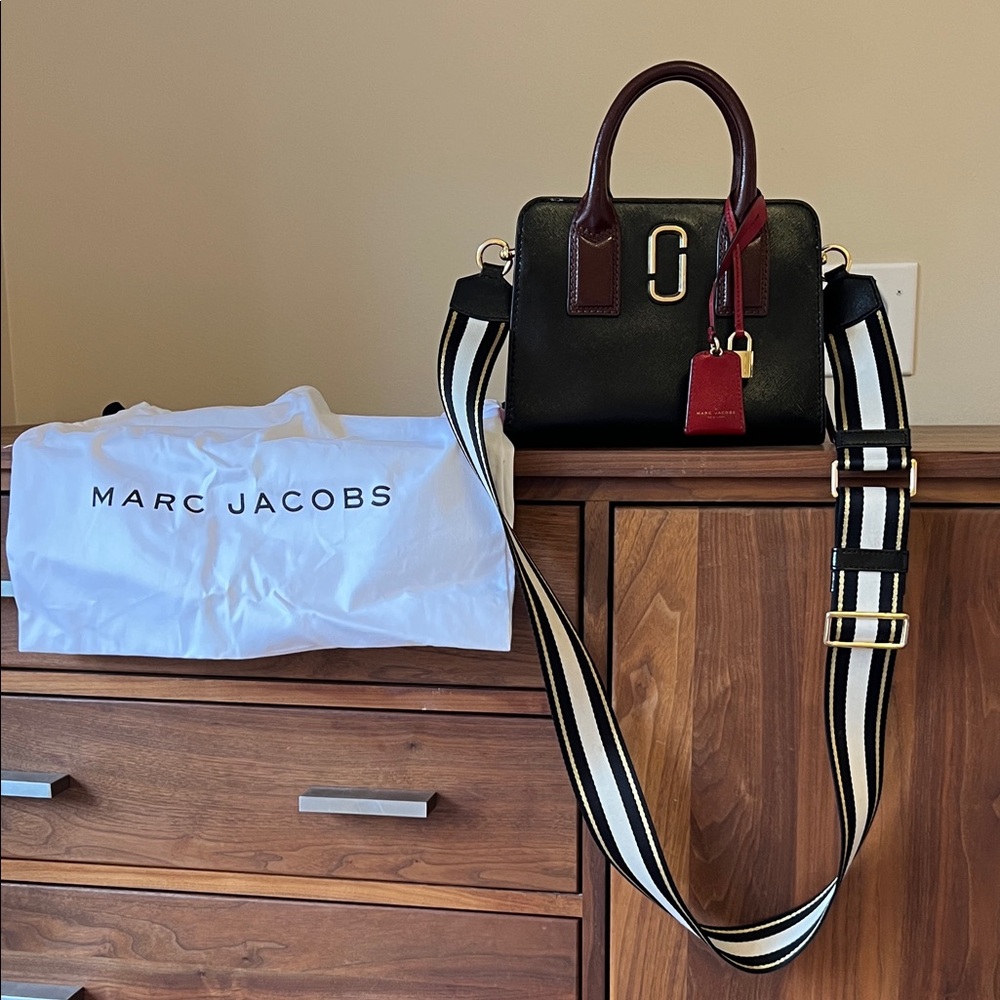 Marc Jacobs Big Little Shot Black and Brown Crossbody Bag